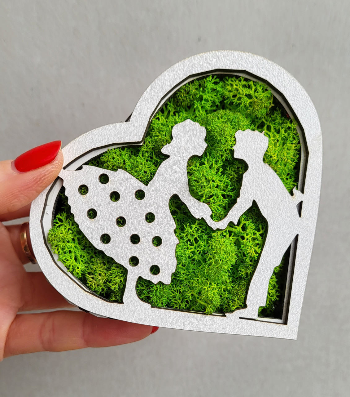 Валентинка. Серце з мохом - подарунок  на день закоханих для дівчини, фото 1