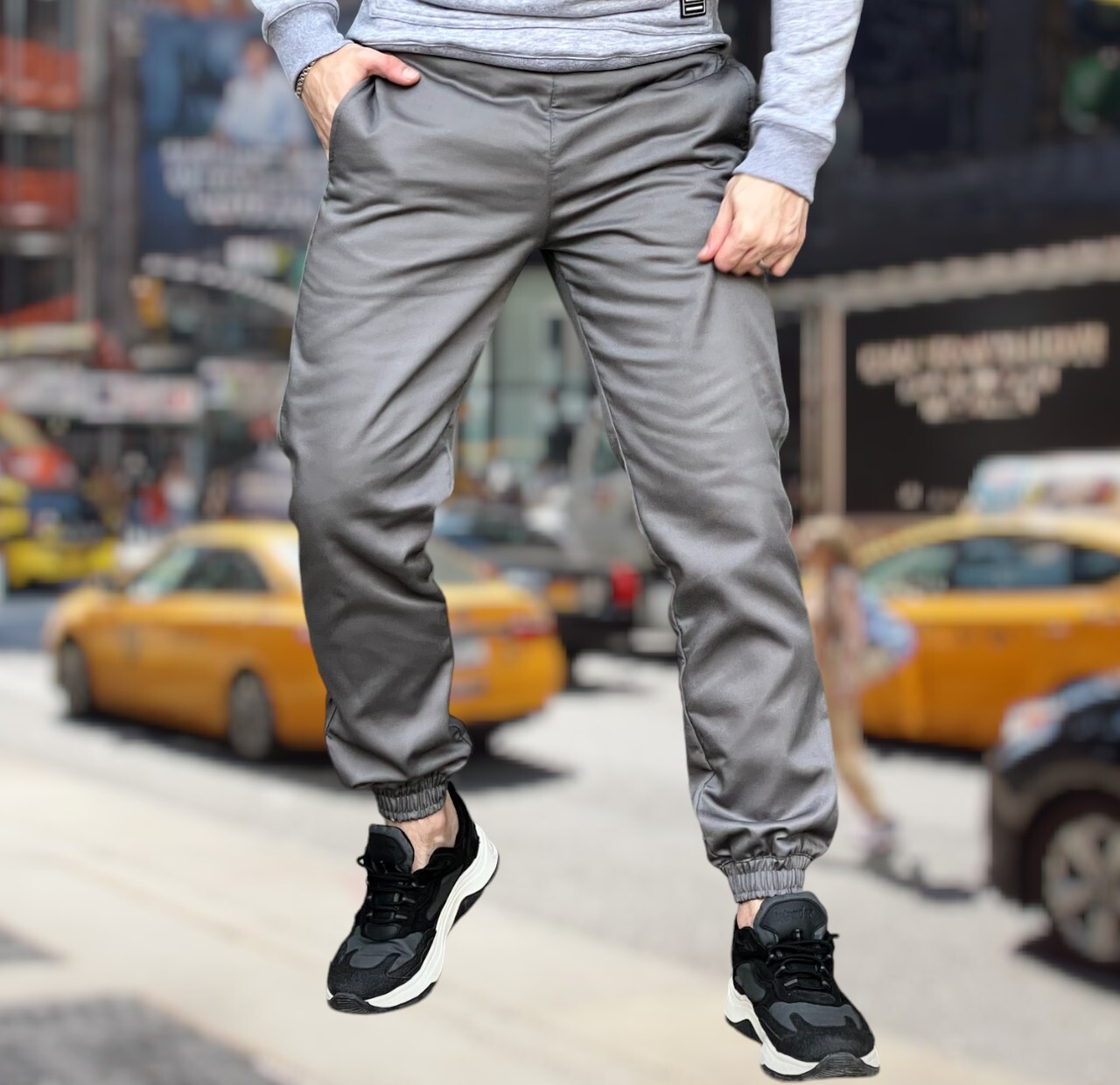 Чоловічі штани карго Intruder сірі зимові утеплені флісом із 2 кишенями в поясі гумка та шнурок