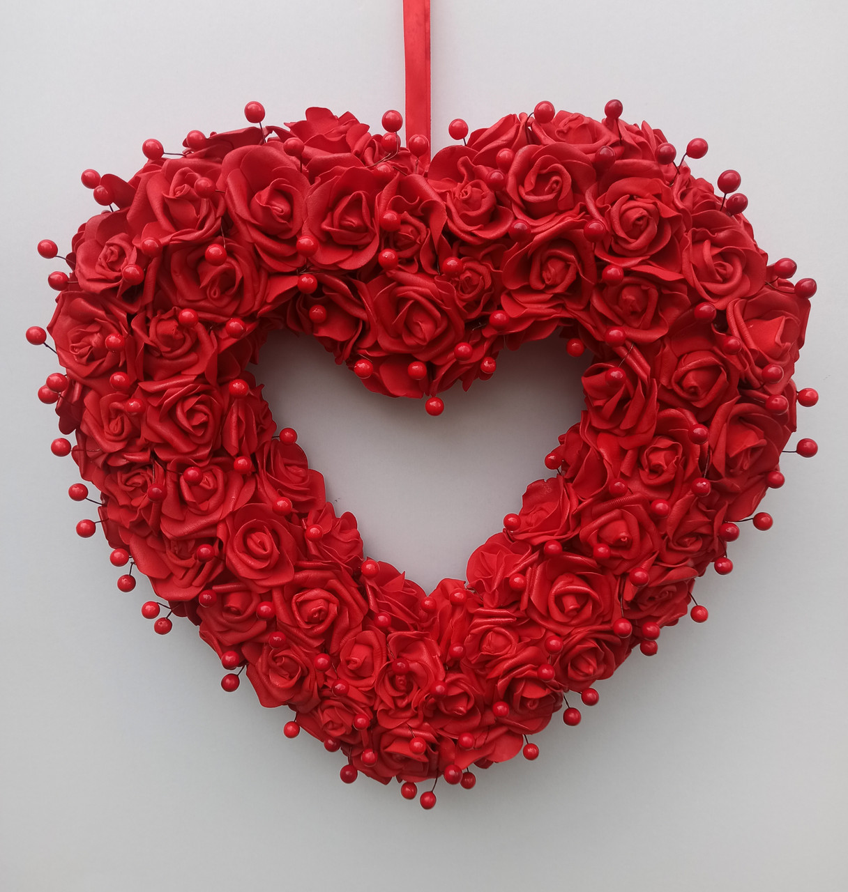 Об′ємне декоративне  Серце з  червоних троянд на стіну, двері, як елемент фотозони до дня святого Валентина., фото 1