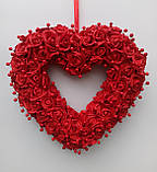 Об′ємне декоративне  Серце з  червоних троянд на стіну, двері, як елемент фотозони до дня святого Валентина., фото 4