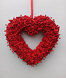Об′ємне декоративне  Серце з  червоних троянд на стіну, двері, як елемент фотозони до дня святого Валентина., фото 3