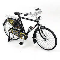 Модель городского ретро велосипеда с узорным задним крылом. масштаб 1:10 черный или зеленый
