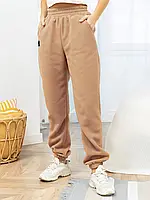 Бежевые брюки джоггеры из флиса, размер L