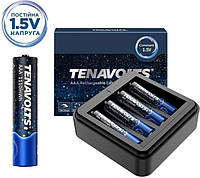 Комплект 4 аккумулятора литиевых 1.5V AAA 740mAh + зарядка на 4 гнезда TENAVOLTS