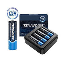 Комплект 4 аккумулятора литиевых 1.5V HR6/ AA 1850mAh + зарядка на 4 гнезда TENAVOLTS