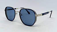 Prada очки унисекс солнцезащитные синие в серебристой металлической оправе