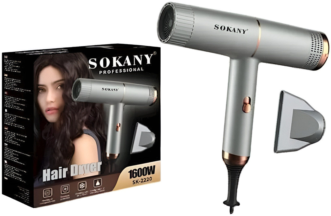 Фен для волос профессиональный с концентратором 1600 Вт 3 температурные режимы работы Sokany SK-2220 - фото 2 - id-p2069570029