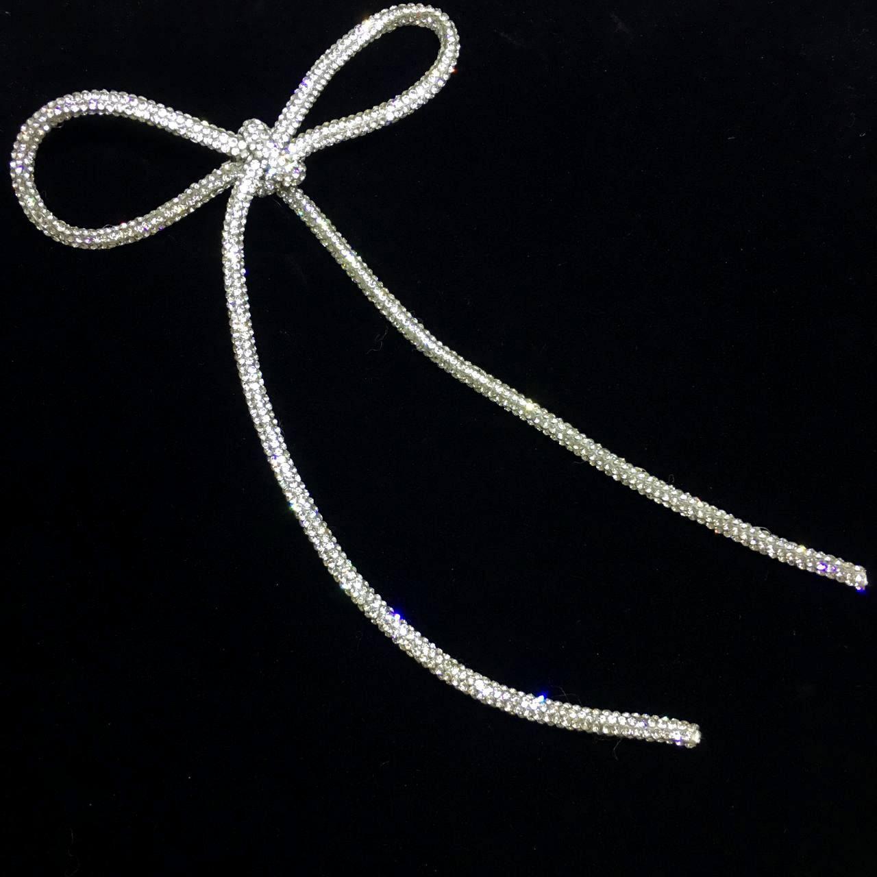 Бантик стразовий на застібці (довжина ~15cm)