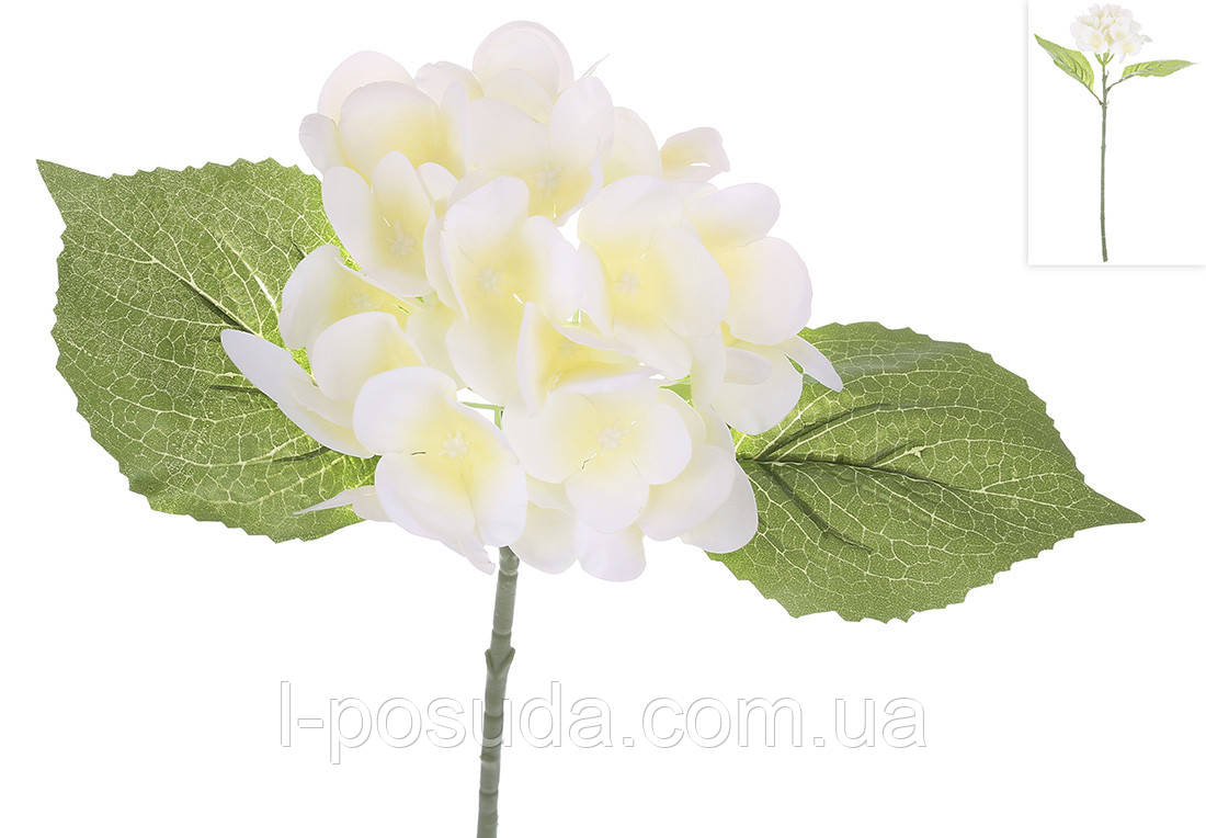 Штучна гілка гортензії біла латексна 46 см, фото 1