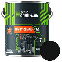Ґрунт-Емаль 3в1 антикорозійна чорна матова Дніпро СПЕЦЕМАЛЬ 0,9 кг