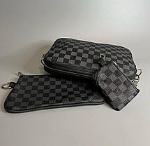 Чоловіча сумка Louis Vuitton Grey Луї Вітон сумка трійка еко шкіра з регульованим ремінцем на одне плече LV, фото 4