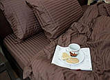 Комплект постільної білизни мікро страйп сатин шоколад, фото 2