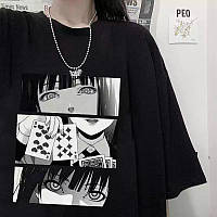 Стильная футболка с принтом Аниме Качественная мужская женская футболка Черная футболка аниме