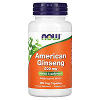 Натуральная добавка NOW American Ginseng 500 mg, 100 вегакапсул