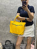 Стильна жіноча сумка жовта велика сумка з екошкіри якісна сумка через плече з широким ременем А4, фото 10