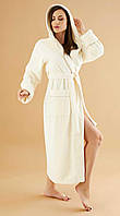 Жіночий халат Nusa 6890 довгий, кремовий, размер М
