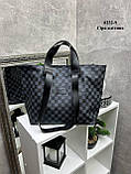 Стильна сумка жіноча велика в клітинку чорна містка сумка шопер тоут з екошкіри вміщує А4, фото 2