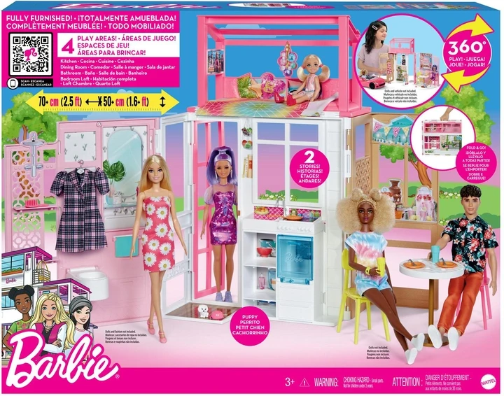 Будинок барбі будиночок Barbie 2-поверховий HCD47, фото 1