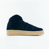 Зимові Чоловічі Кросівки Nike Air Force 1 Winter High Black / Найк Аїр Форс 1 Високі Чорні (Хутро), фото 2