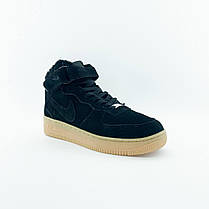 Зимові Чоловічі Кросівки Nike Air Force 1 Winter High Black / Найк Аїр Форс 1 Високі Чорні (Хутро), фото 3