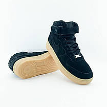 Зимові Чоловічі Кросівки Nike Air Force 1 Winter High Black / Найк Аїр Форс 1 Високі Чорні (Хутро), фото 4