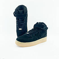 Зимові Чоловічі Кросівки Nike Air Force 1 Winter High Black / Найк Аїр Форс 1 Високі Чорні (Хутро), фото 5