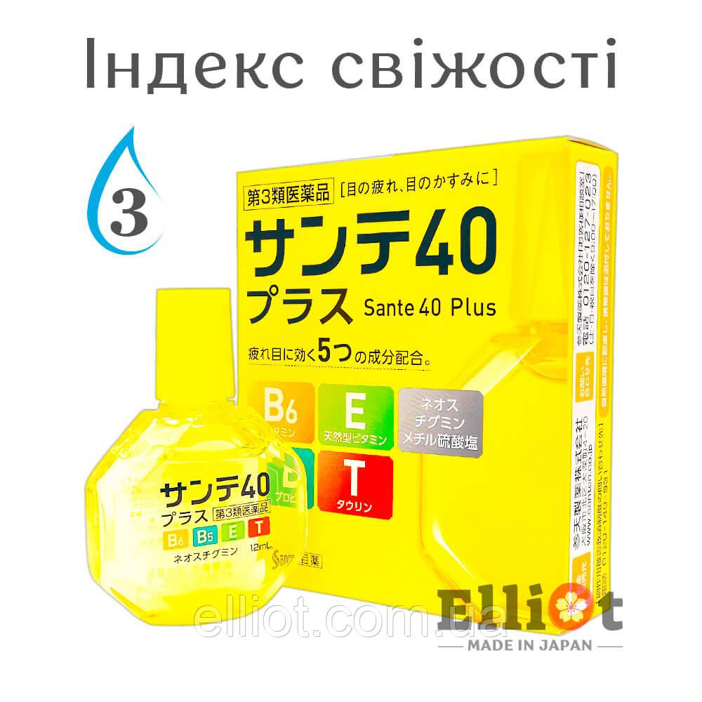 Sante 40 Plus краплі для очей з вітамінами проти вікових змін Японські 12мл