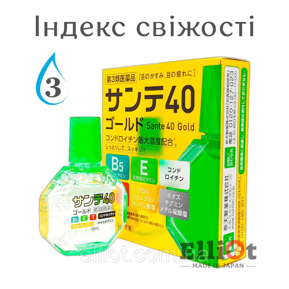 Sante 40 Gold краплі для очей із таурином, пантенолом, вітаміном E Японські 12мл