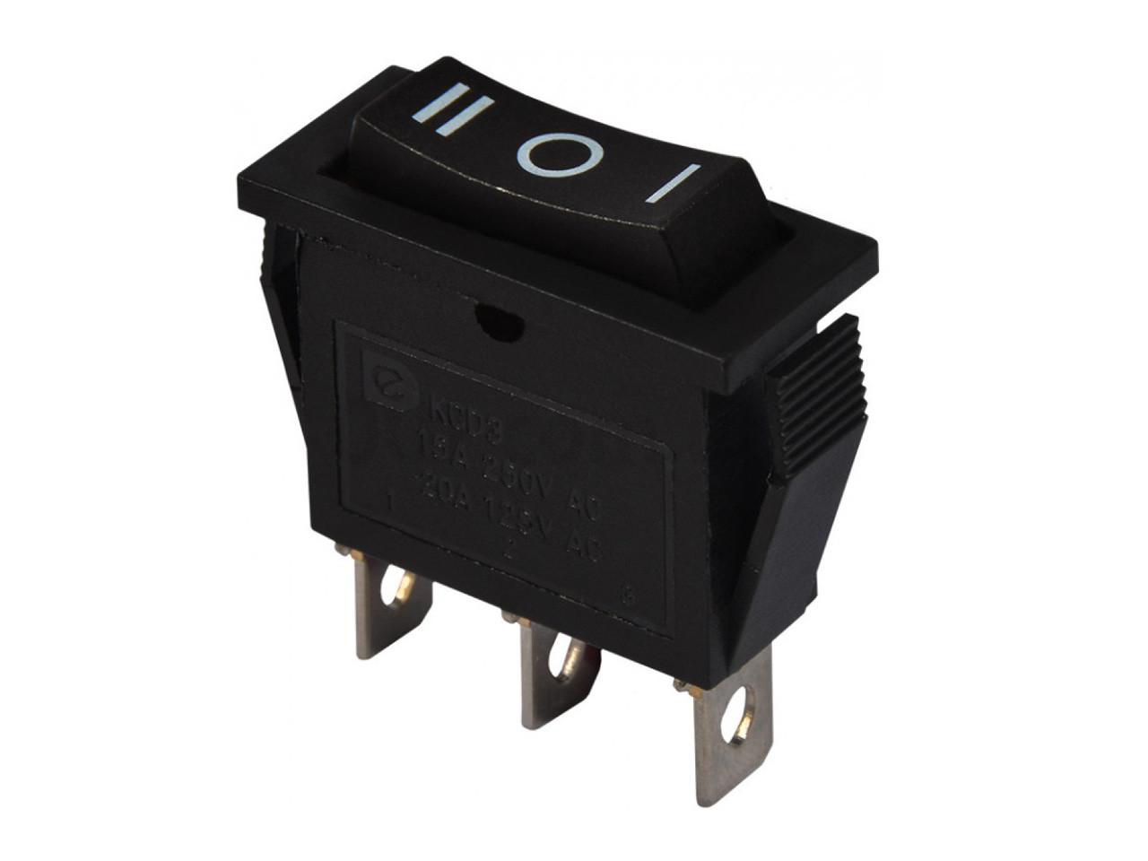 Клавішний перемикач KCD3-103, ON-OFF-ON 3pin чорний, фото 1