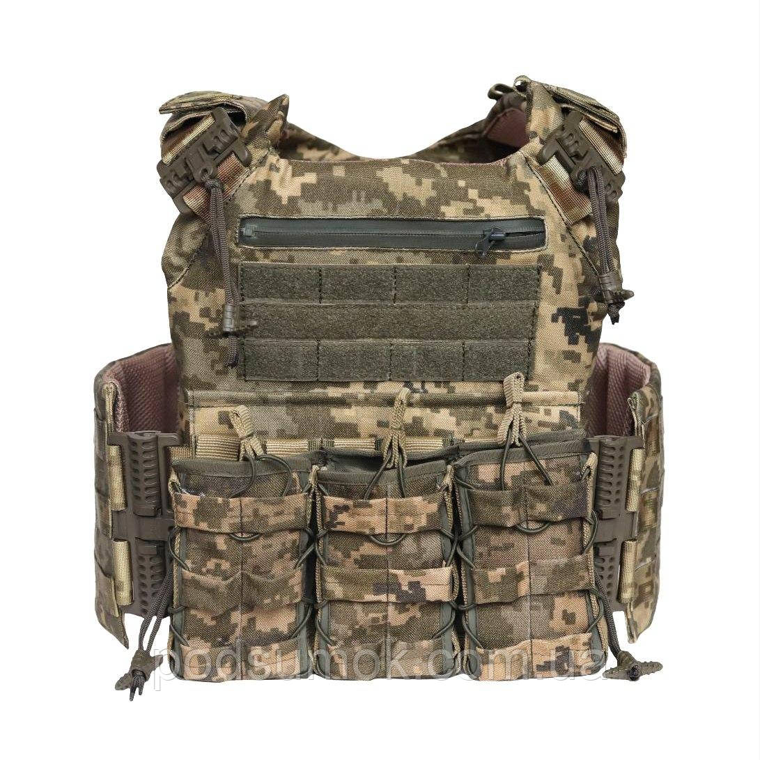 Плитоноска багатофунціональна 2ARMOR Cordura 1000 D під плити 30х25 см зі швидким скидом Піксель
