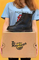 Женские стильные ботинки Dr. Martens 1460 Mono Black (черные) высокие повседневные ботинки 3022 Др Мартинс