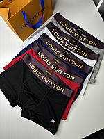 Набор мужских трусов боксеров Louis Vuitton разные цвета 5 штуки подарочный набор брендовых трусов L