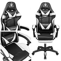 Профессиональное игровое кресло Kruger&Matz GX-150 Black/White с подставкой для ног для пк