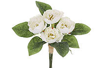 Цветок искусственный "Букет пионовидных роз", (7шт) белый, 30см. пластик, ткань, в упаковке 3шт. (713014)