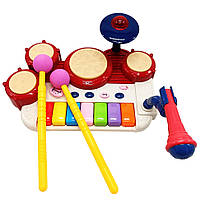 Пианино детское с микрофоном и барабанами Bambi DJ241, World-of-Toys