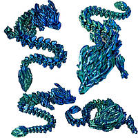 Кристальный Дракон-игрушка, градиент ( синий, бирюзовый) 3D-печать