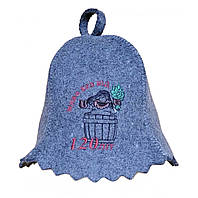 Шапка для бани с вышивкой "Живи без бед 120 лет", головной убор для защиты от температуры, Серая