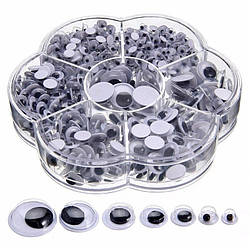 Самоклеючі очі RESTEQ різних розмірів набір 700 шт! Декоративні очі для виробів. Самоклеючі рухливі очі