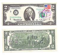 Банкнота 2 доллара США 1976 год спецгашение UNC