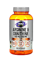 Now Arginine & Ornithine 500 mg/250 mg 250 Veg Capsules