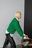 Светр жіночий мохер шерсть короткий коса манжети 42/46 зелений, фото 2