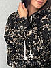 42-48. Утеплена жіноча толстовка - худі з якісного трикотажу на флісі, кофта з капюшоном - чорна, фото 3