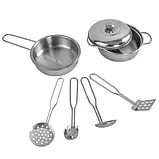 Дитяча кухня KRUZZEL 22115 Світло-коричнева/сіра Деревяна велика ігрова кухня +посуд +світло +звукові ефекти, фото 10