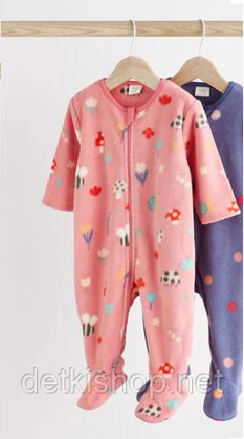 Дитячий рожевий чоловічок флісовий комбінезон теплий сліп