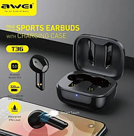 Беспроводные наушники вкладыши для ушей Awei T36 Bluetooth v5.0 с микрофоном и зарядным кейсом Сенсорные