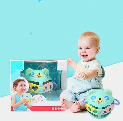 Інтерактивне розвивальне дитяче брязкальце неваляшка для малюка звукова з прорізувачами і світлом