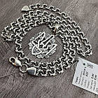 Срібний кулон Тризуб із каліном і ланцюжком плетіння бісмарк 925 проби чорніння, фото 4