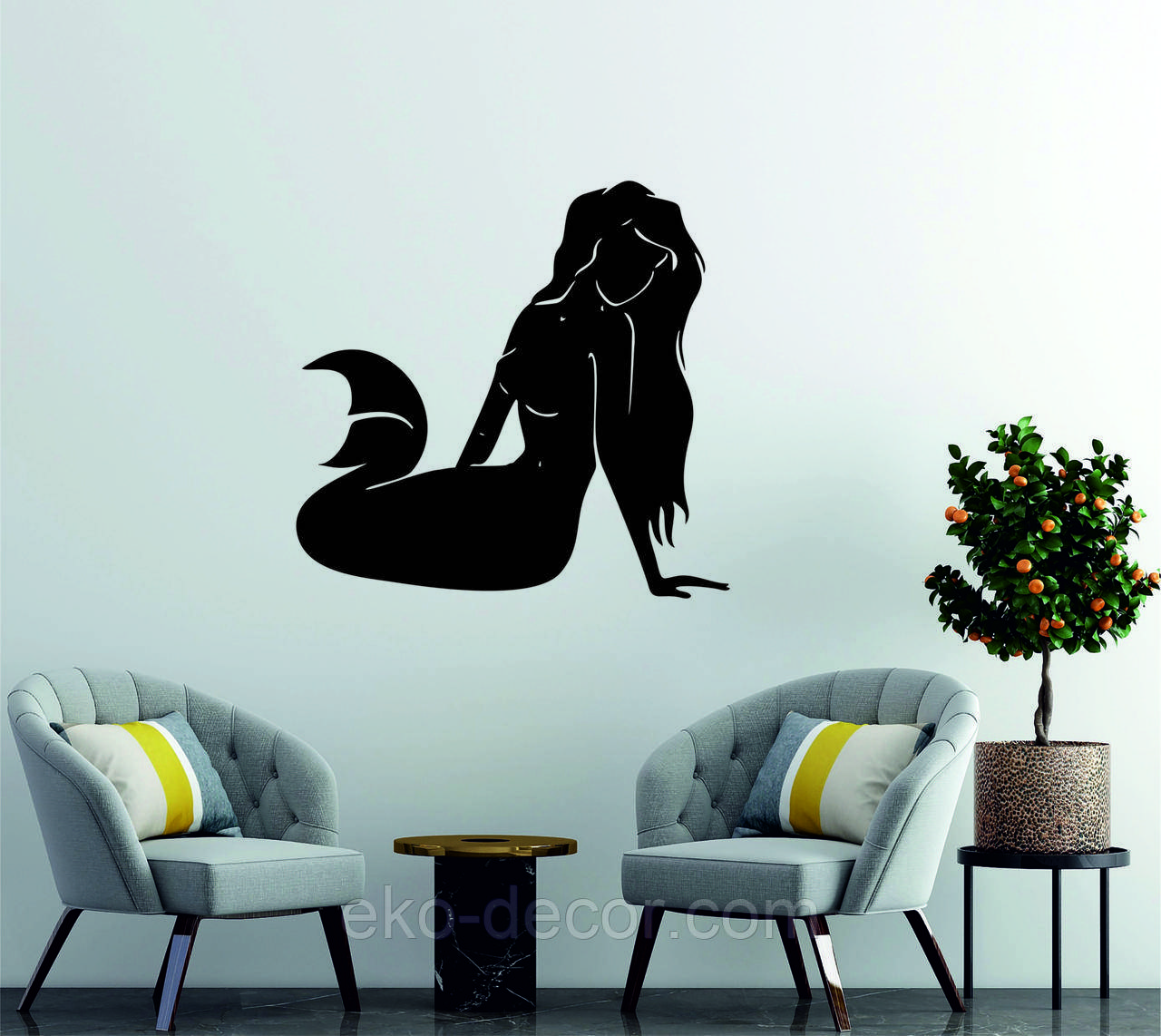 Декоративне настінне 3D Панно «Русалонька» Декор на стіну з об'ємом, фото 1