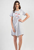 Бавовняна нічна сорочка з коротким рукавом Vienetta сіра