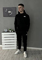 Мужской Демисезонный спортивный костюм TNF черный худи + брюки (двунитка)